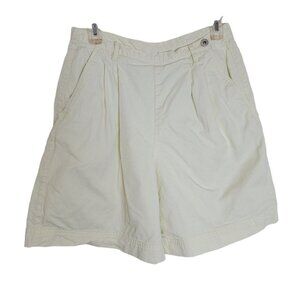 Liz Claiborne Lizwear Chino Dress Shorts Womens 12 Yellow Flat Front 100% Cotton